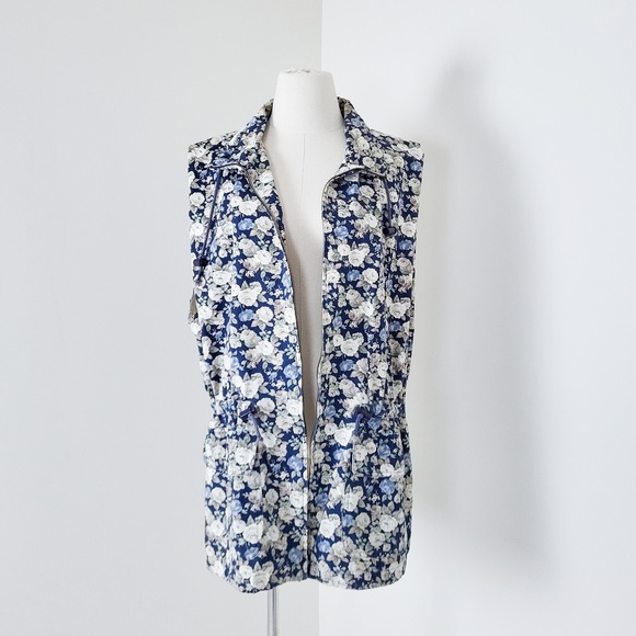 Vintage Floral vest long waist ties sleeveless 90s - Picture 4 of 7